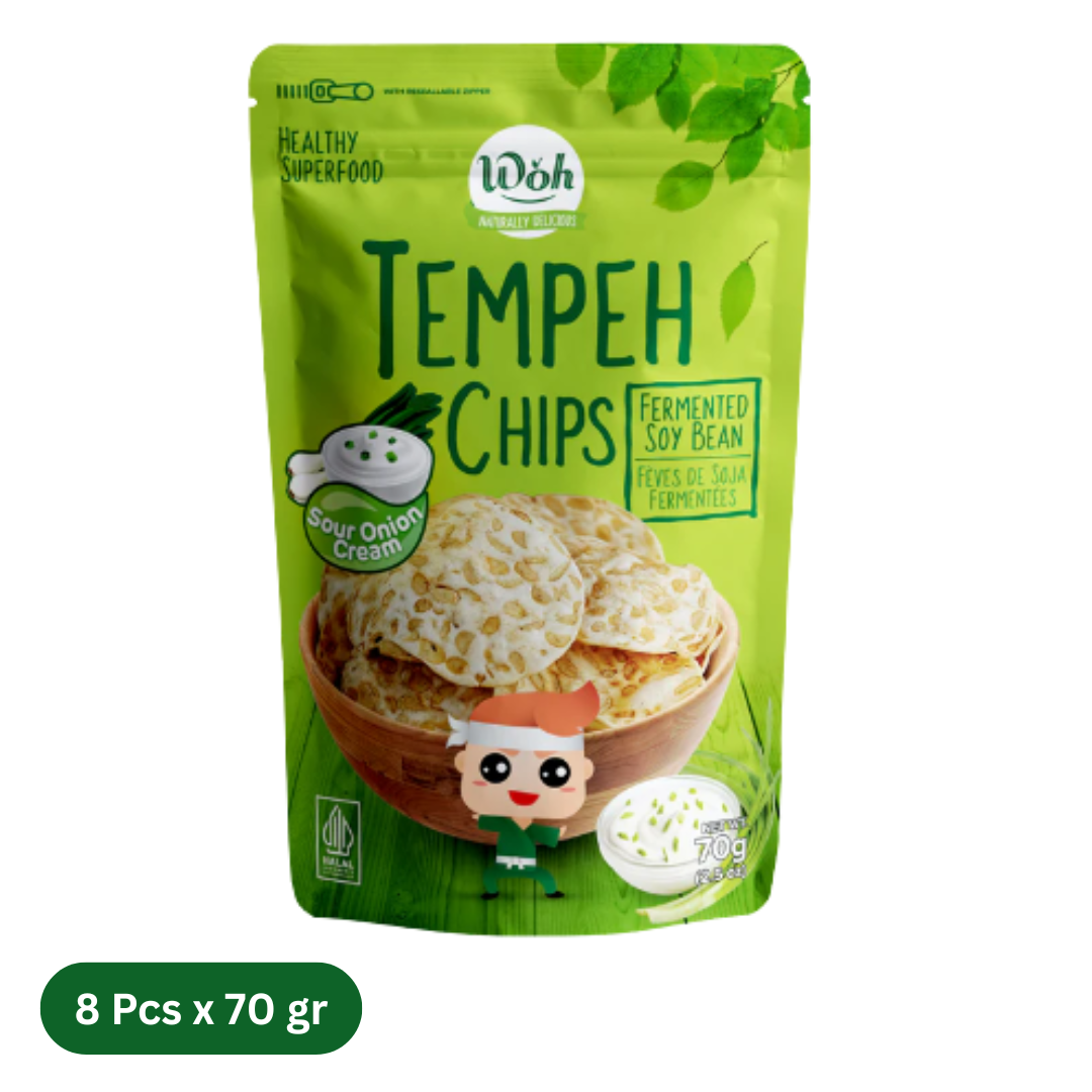 8 Packs of WOH Tempeh Chips Sour Onion & Cream (8 x 70 Gr)