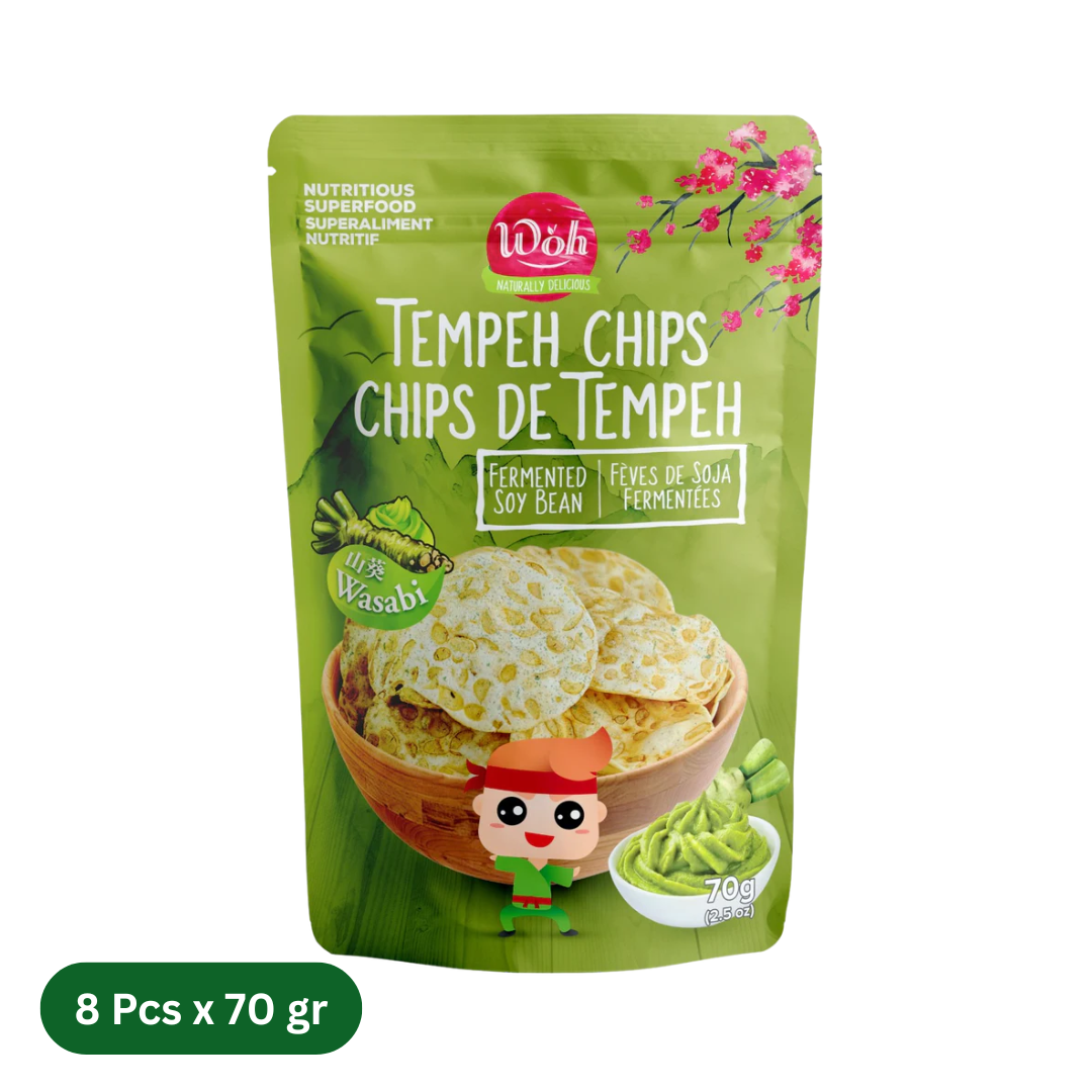 8 Packs of WOH Tempeh Chips Wasabi (8 x 70 Gr)