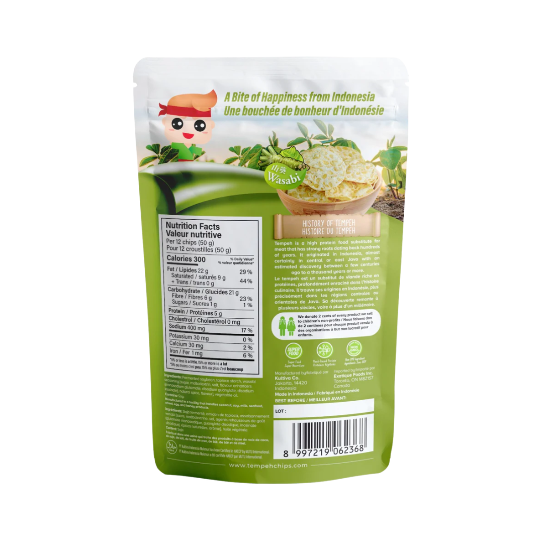 8 Packs of WOH Tempeh Chips Wasabi (8 x 70 Gr)