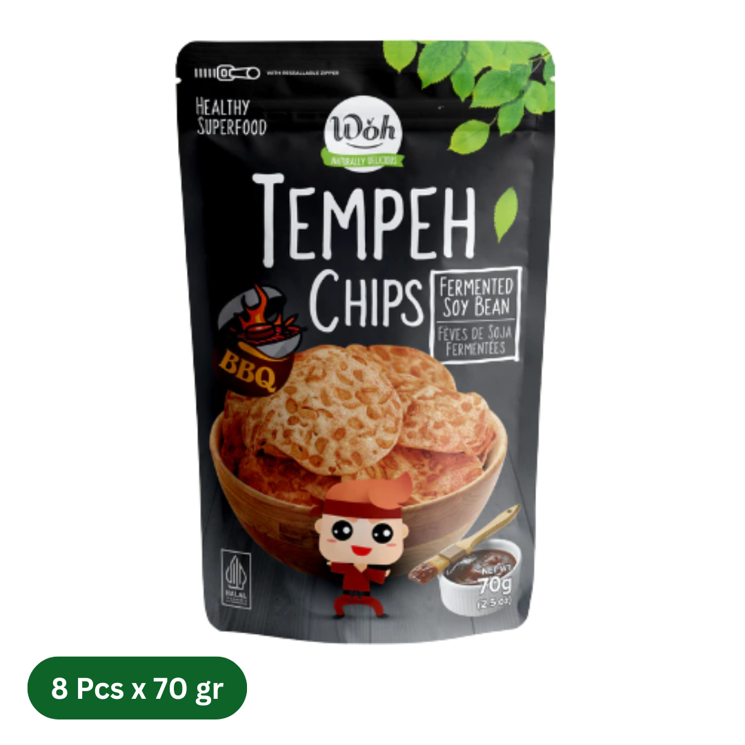 8 Packs of WOH Tempeh Chips BBQ (8 x 70 Gr)