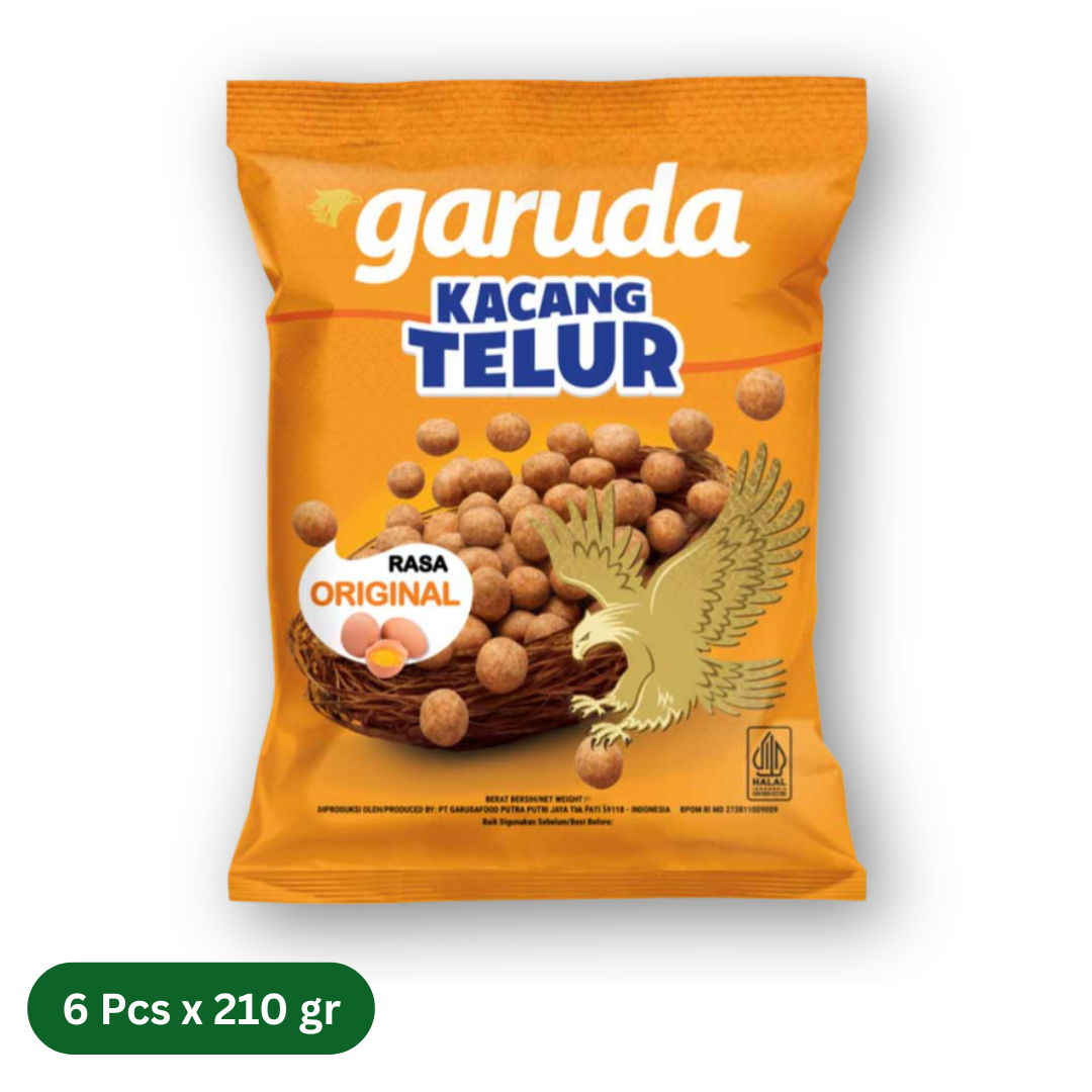 6 Packs of Garuda Kacang Telur – Egg Coated Peanuts (6 x 210 gr)