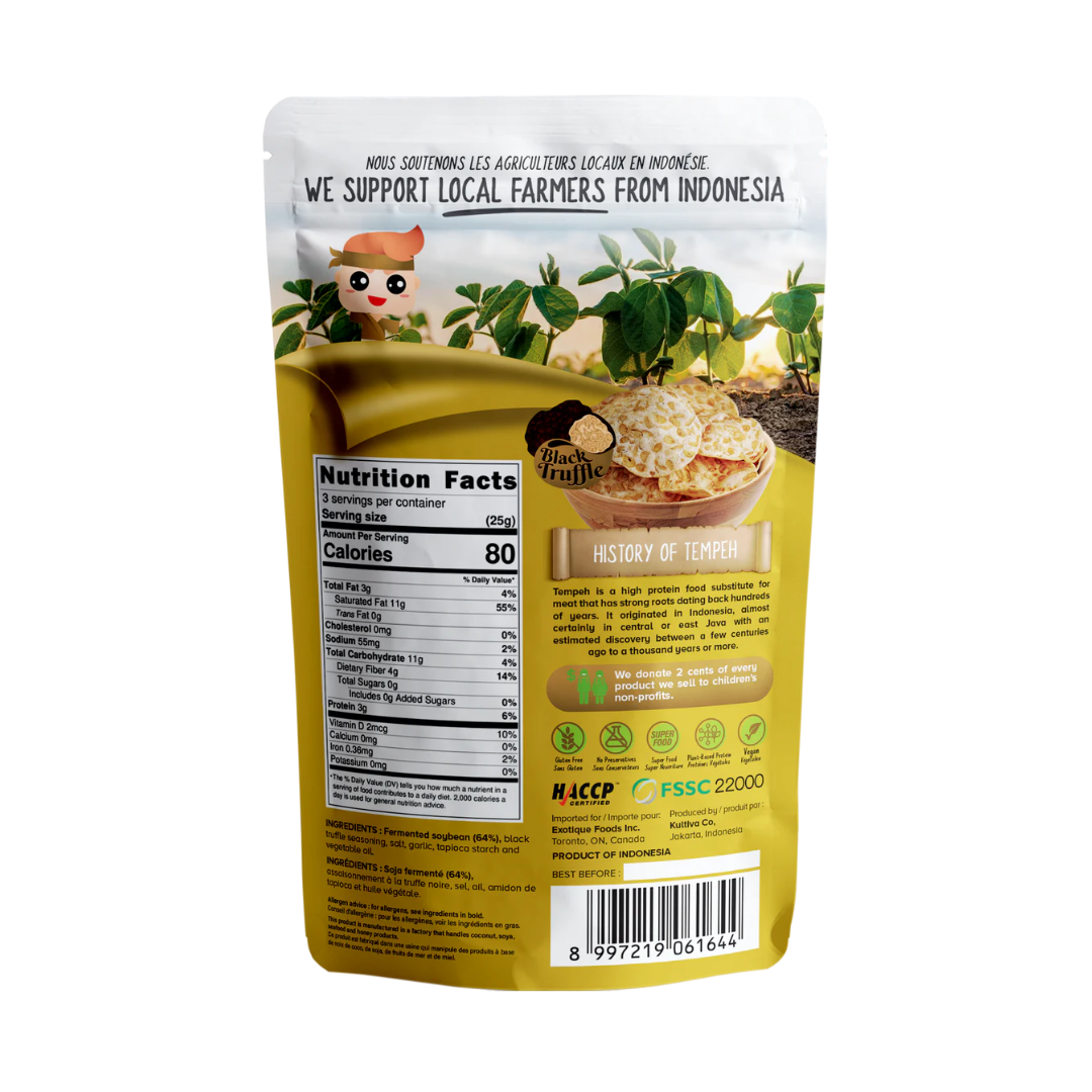 8 Packs of WOH Tempeh Chips Black Truffle (8 x 70 Gr)