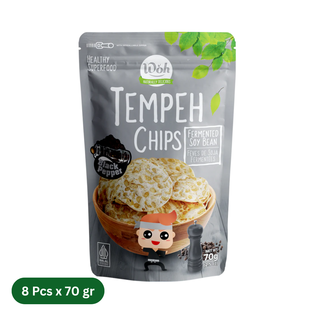 8 Packs of WOH Tempeh Chips Black Pepper (8 x 70 Gr)