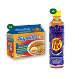 Supermi Mi Goreng Barbeque Chicken (20 pk) [BBD: Aug 2026] + 6 Packs of Fruit Tea Sosro Blackcurrant (6 x 350 ml)